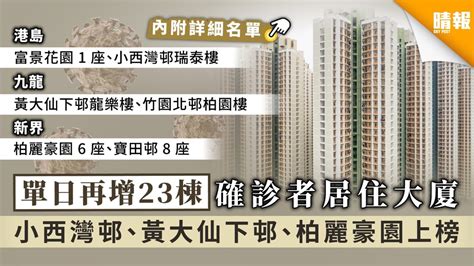 【新冠肺炎】 單日再增23棟確診者居住大廈 小西灣邨、柏麗豪園、黃大仙下邨上榜 【內附詳細名單】 晴報 健康 呼吸道疾病