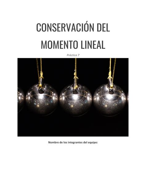 Pr Ctica Conservaci N Del Momento Lineal Conservacin Del Momento