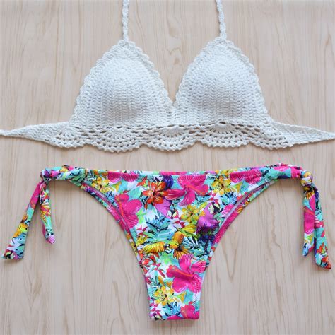 Hand Knitted Bikini Brazilian Swimwear Women Push Up Bikini Sets