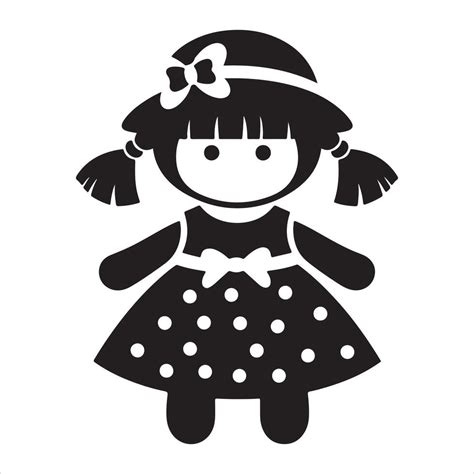 Doll Silhouette Icon Black Page For Kids Illustration Of Doll