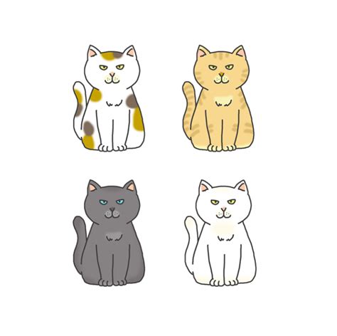 色々な模様の座っている猫のイラスト イラストの里