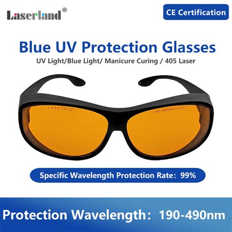 Laserland 190nm 490nm O D4 Uv Blue Laser Protective Goggles Safety Glasses Ce