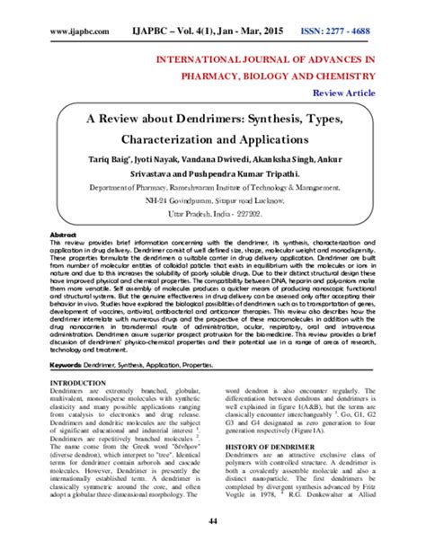 Pdf A Review About Dendrimers Synthesis Types Characterization And