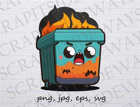 Dumpster Fire Clipart Vector Graphic Svg Png Eps Cartoon Etsy