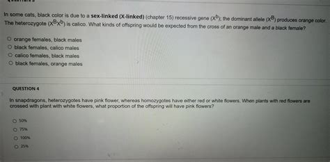 Solved In Some Cats Black Color Is Due To A Sex Linked Chegg