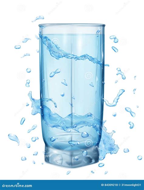 Water Splashes In Light Blue Colors Around A Opaque Glass Stock Vector Illustration Of Light