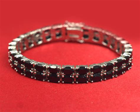 Natural Black Spinel Bracelet 925 Sterling Silver Bracelet Etsy