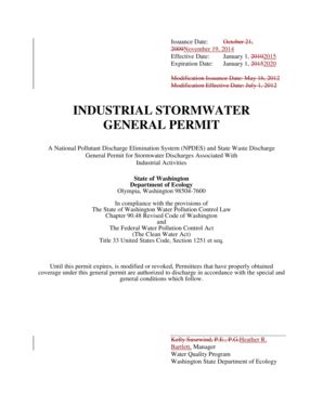 Fillable Online Ecy Wa Industrial Stormwater General Permit