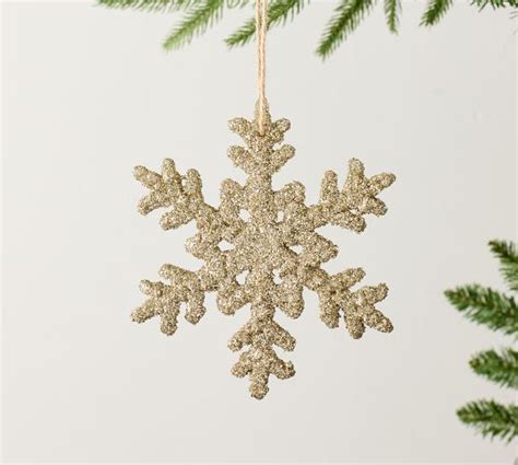 Sparkly Gold Snowflake Ornament Pottery Barn