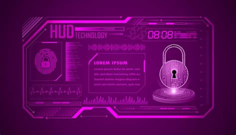 Premium Vector Hud Closed Padlock On Digital Background Cyber Security