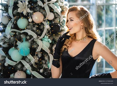 Portrait Luxurious Blonde Woman Classic Black Stock Photo Shutterstock