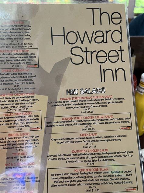 Online Menu Of The Howard Street Inn Restaurant Niles Illinois 60714