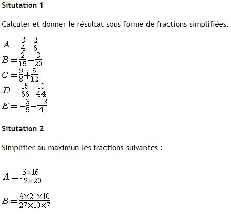 Exercices Maths 4eme Fractions