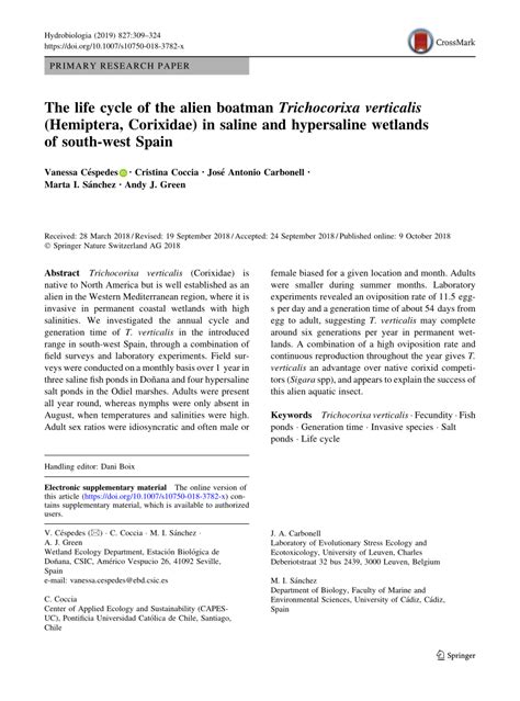 (PDF) The life cycle of the alien boatman Trichocorixa verticalis ...