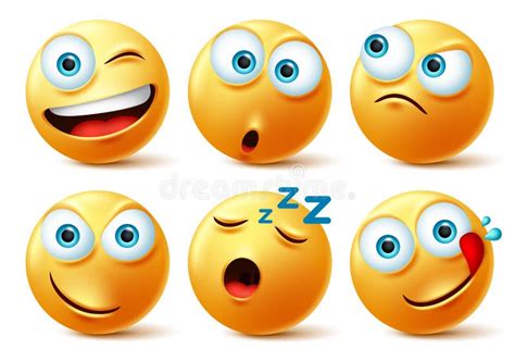 Conjunto De Vetor De Faces Emoticon Sorridente Sorrisos Emoticons De