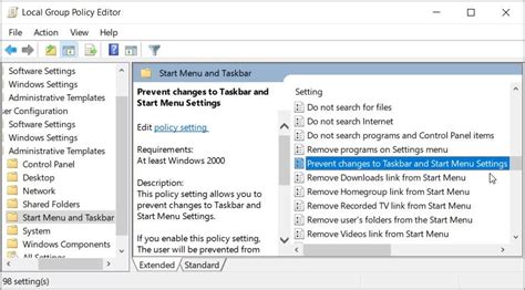 How to Enable or Disable the Windows Taskbar Settings