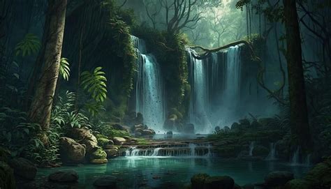 Premium Photo | A waterfall in the jungle