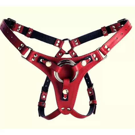 Cinta Peniana Vermelha Couro Legítimo Strapon Cintaralho Sex Frete grátis