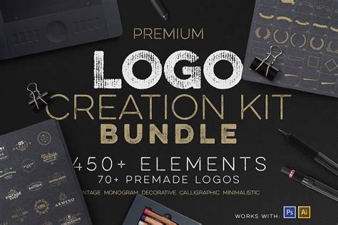 Professional Logo Creation Kit Bundle With 500 Elements Only 14