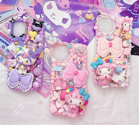 Kuromi And My Melody Decoden Phone Case Christmas Gifts Chain Phone