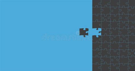 Blue And Black Jigsaw Puzzle With Piece Missing Solve The Puzzle Task