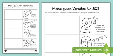 2023 Gute Vorsätze Schreibvorlage Unterrichtsmaterial für