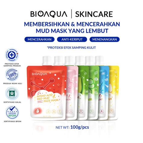 【bpom】bioaqua Face Mask Centella Asiatica Hyaluronic Acid Avocado Deep Clean Mud Mask Pudding