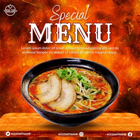 Special Ramen Menu Ads Template Postermywall