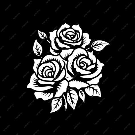 Premium Vector Roses Black And White Vector Illustration