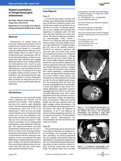 Pdf Atypical Presentations Of Retroperitoneal Giant Schwannomas