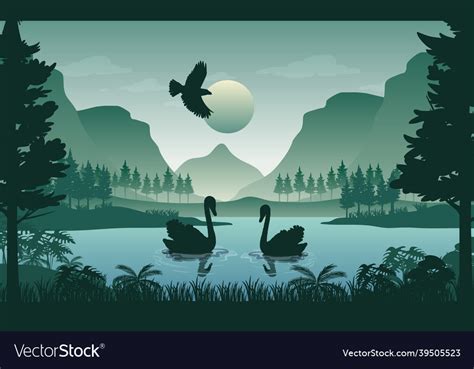 Silhouette Forest Landscape Background Royalty Free Vector