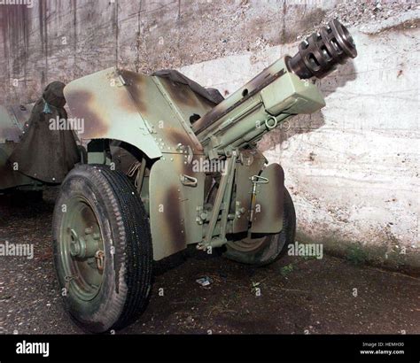 A Close Up View Of An M48 76mm Mountain Gun Belonging To The 28th Bih