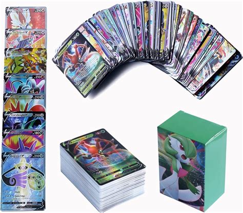 Buy 100PCS Poke Cards Pack Rare Vmax Poke Cards Deck Box 60V40Vmax For