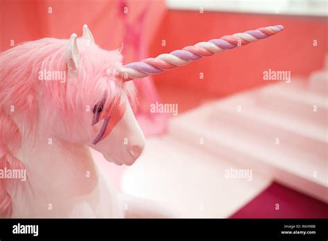 White Unicorn With A Pink Mane Stock Photo Alamy