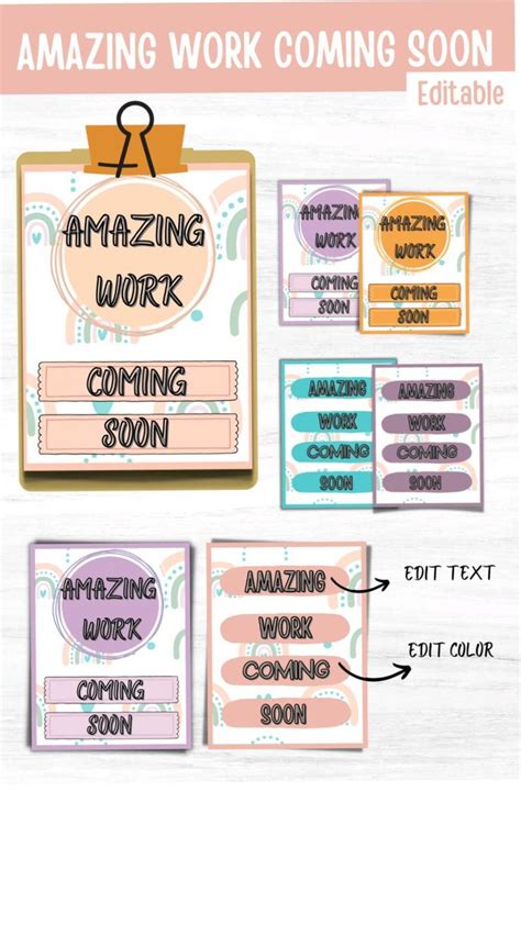 Amazing Work Coming Soon Posters Teaching Resources Editable