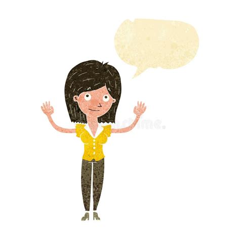 Cartoon Woman Holding Up Hands Speech Bubble Stock Illustrations 21