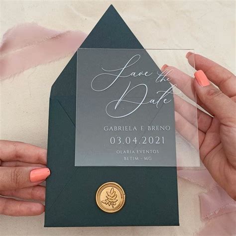 Save The Date Convite De Casamento Acrilico Elo