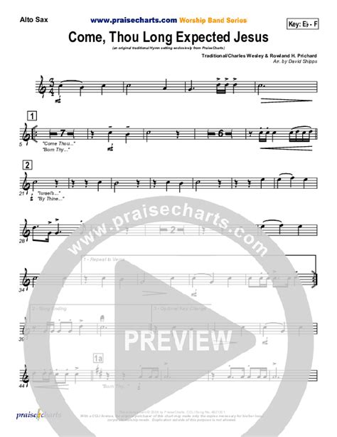 Come Thou Long Expected Jesus Alto Sax Sheet Music Pdf Traditional