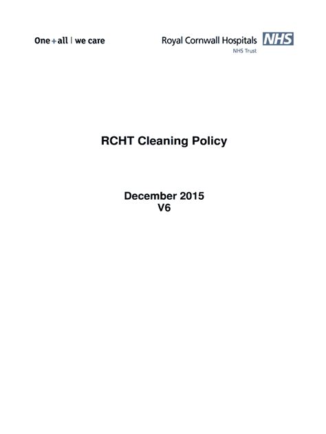 Fillable Online Rcht Nhs Cleaning Policy Sets Out The Procedures