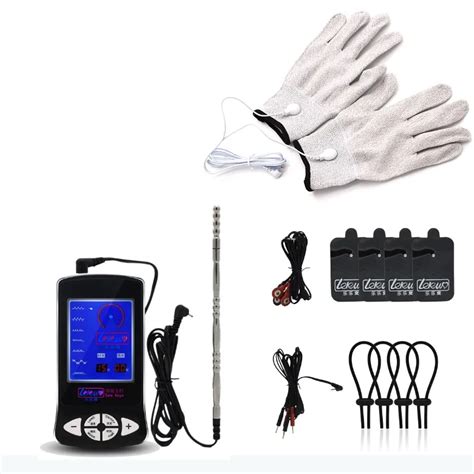 Electric Shock Box Kit With E Stim Cock Ring Electro Sex Penis Plug And Gloves Perfect For