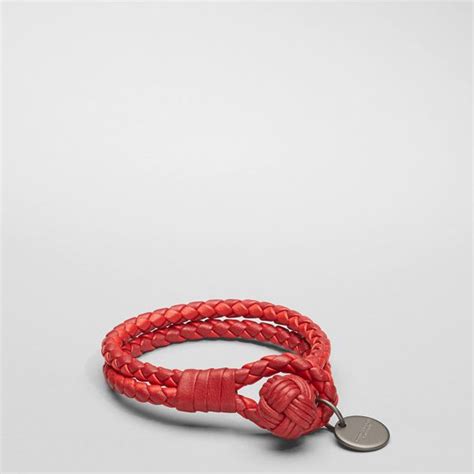 Bottega Veneta Fraise New Red Intrecciato Nappa Bracelet Bracelets