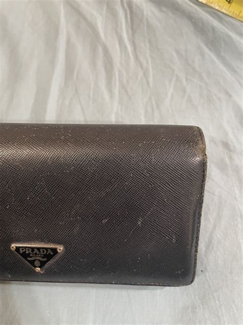 Authentic Prada Large Saffiano Leather Wallet Black Gem