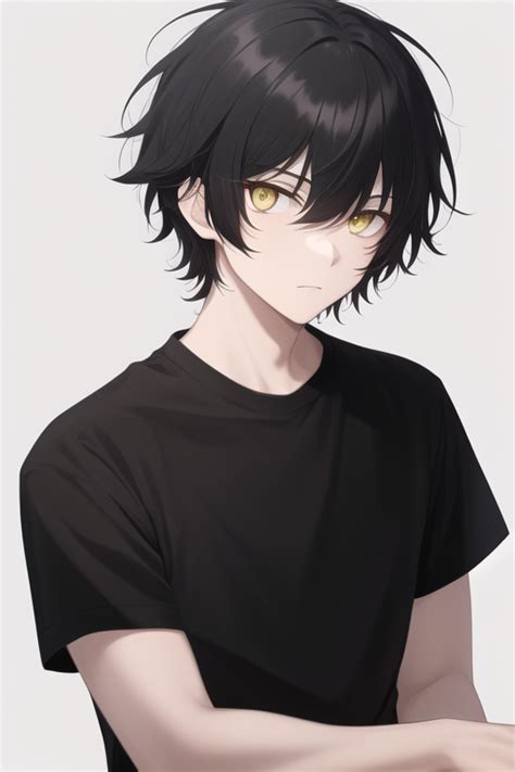 Anime Boy With Black Hair And Yellow Eyes