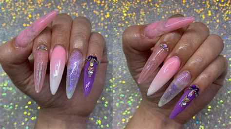 Free Style Purple Nails Holographic Stickers Polygel Nails