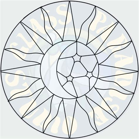 Sun And Moon Stained Glass Pattern Pdf Digital File Easy Etsy