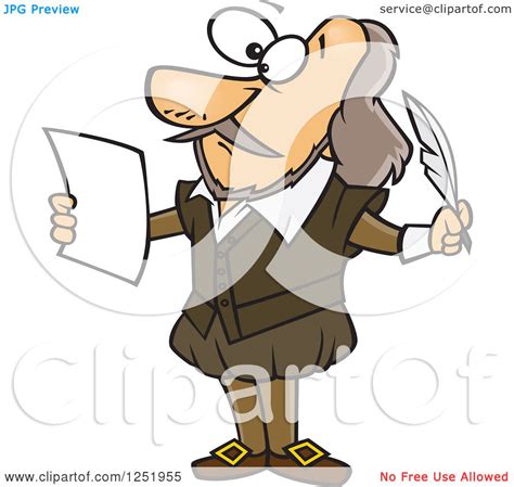 Clipart Of A Cartoon Shakespeare Writing A Play Royalty Free Vector