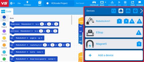 Using Vex V Workcell Example Projects In Vexcode V Vex Library