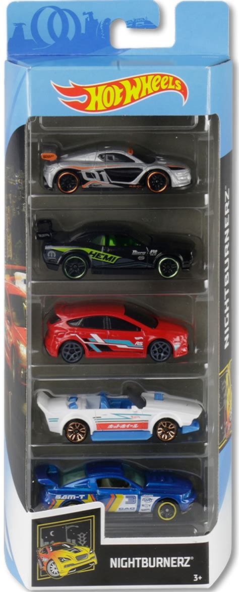 Mattel GHP58 Coffret De 5 Voitures Hot Wheels Nightburnerz