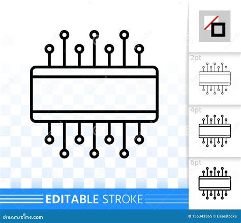 Microchip Circuit Simple Black Line Vector Icon Stock Vector