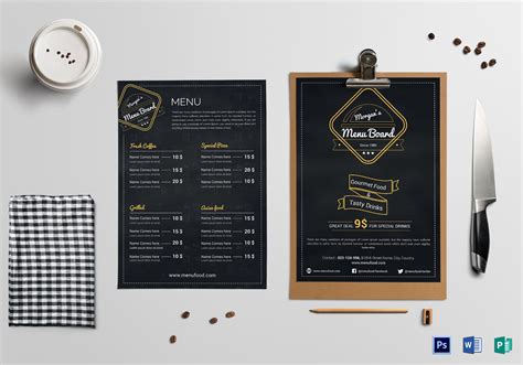 Simple Restaurant Menu Board Design Template in PSD, Word, Publisher